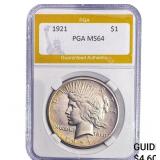 1921 Silver Peace Dollar PGA MS64