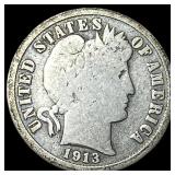 1913-S Silver Barber Dime NICELY CIRCULATED