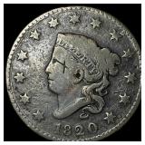 1820 Coronet Head Large Cent NICELY  CIRCULATED