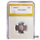 1908-D Barber Dime PGA MS65