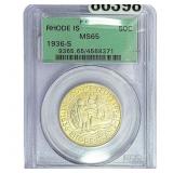 1936-S Rhode Island Half Dollar PCGS MS65