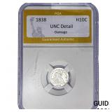 1838 Seated Liberty Half Dime PGA UNC Detail Damag
