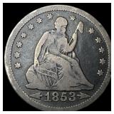1853 Arrows Seated Liberty Quarter LIGHTLY CIRCULA