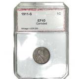 1911-S Wheat Cent PCI EF40 Corroded