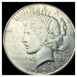 1928-S Silver Peace Dollar CLOSELY UNCIRCULATED