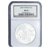 2004 Sliver $1 Edison NGC MS69