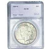 1924-S Silver Peace Dollar SEGS AU58