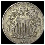 1866 Shield Nickel NEARLY UNCIRCULATED