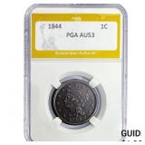 1844 Braided Hair Large Cent PGA AU53