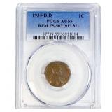 1934-D/D Wheat Cent PCGS AU55 RPM FS-503
