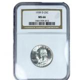 1939-D Washington Silver Quarter NGC MS66