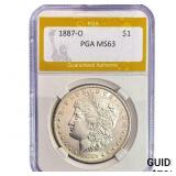 1887-O Morgan Silver Dollar PGA MS63