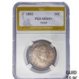 1892 Barber Half Dollar PGA MS64+ Toned