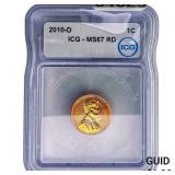 2010-D Wheat Cent ICG MS67 RD