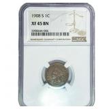 1908-S Indian Head Cent NGC XF45 BN