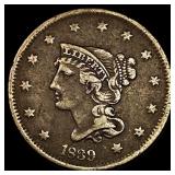 1839 Coronet Head Large Cent NEARLY  UNCIRCULATED
