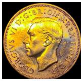 1950 Great Britain Copper Half Penny GEM BU