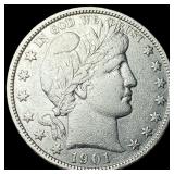 1901 Silver Barber Half Dollar ABOUT UNCIRCULATED