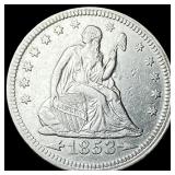 1853 Arrows Seated Liberty Quarter UNCIRCULATED