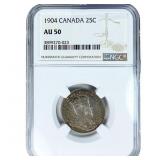 1904 Canada 25C NGC AU50
