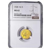 1928 $2.50 Gold Quarter Eagle NGC MS62