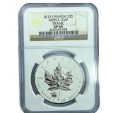 2012 $5 Sliver Canada Maple Leaf Titanic NGC SP69