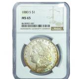 1880-S Morgan Silver Dollar NGC MS65