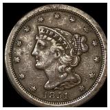 1851 Braided Hair Half Cent ABOUT  UNCIRCULATED