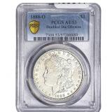 1888-O Morgan Silver Dollar PCGS AU53 Dbl Die Obv