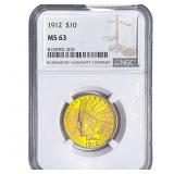 1912 $10 Gold Eagle NGC MS63