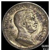 1914 Italy Silver 2 Lire NEARLY UNCIRCULATED