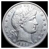 1906-P Silver Barber Half Dollar CLOSELY UNCIRCULA