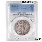 1938-D Walking Liberty Half Dollar PCGS VG08