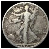 1921-S Silver Walking Liberty Half Dollar LIGHTLY