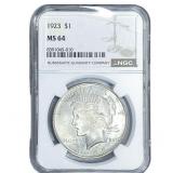 1923 Silver Peace Dollar NGC MS64