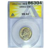 1955-D/S Jefferson Nickel ANACS MS64