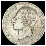 1885 Spain Silver 5 Pesetas HIGH GRADE