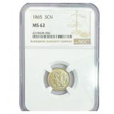 1865 Nickel Three Cent NGC MS62