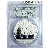 2011 10Yn  China Panda 1oz PCGS MS70