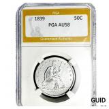 1859 Seated Liberty Half Dollar PGA AU58
