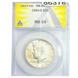 1964-D Kennedy Half Dollar ANACS MS65