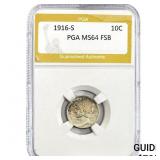 1916-S Mercury Silver Dime PGA MS64 FSB