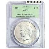 1923 Silver Peace Dollar PCGS MS62