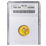 1894 $2.50 Gold Quarter Eagle ANACS MS60 Scarce