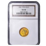 1861 $2.50 Gold Quarter Eagle NGC AU58 Type 2