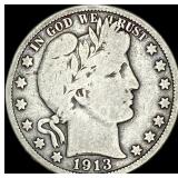 1913 Silver Barber Half Dollar NICELY  CIRCULATED