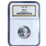 1943 Washington Silver Quarter NGC MS66
