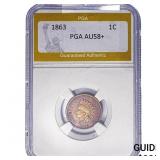 1863 Indian Head Cent PGA AU58+