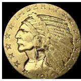 1910 Indian Head Half Eagle $5 Gold CLOSELY UNCIRC