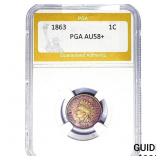 1863 Indian Head Cent PGA AU58+